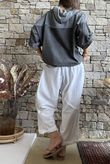 Rustic Nature Linen Blend Hippie Shake Hoodie Washed Charcoal